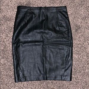 H&M Black Leather Pencil Skirt